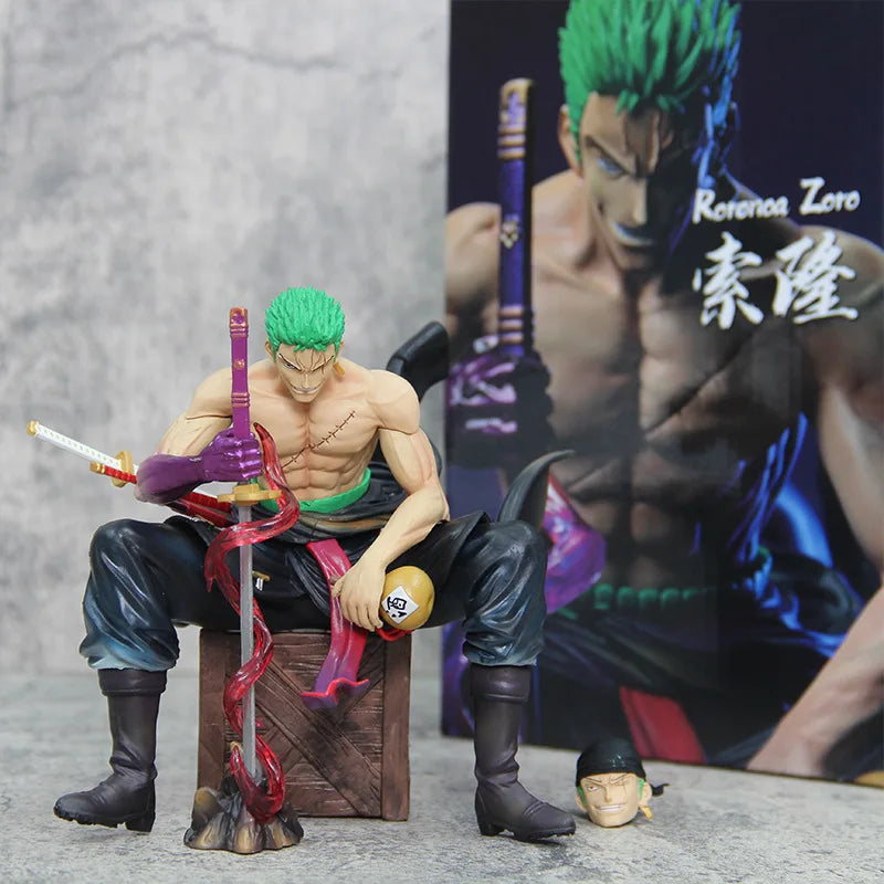15cm One Piece Zoro Anime Figures Sit Roronoa Zoro Action Figurine 2 Heads Pvc Statue Room Collection Model Decoration Toys Gift 15cm One Piece Zoro Anime Figures Sit Roronoa Zoro Action Figurine 2 Heads Pvc Statue Room Collection Model Decoration Toys Gift